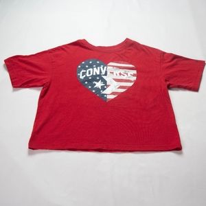 Converse Big Girl's Size Large Red Americana Heart Short Sleeve Tee